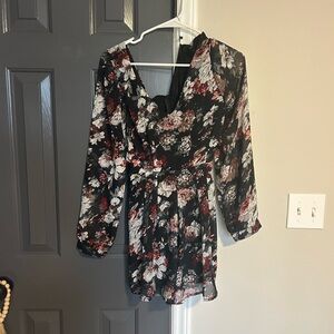 Papermoon Black and Red Floral Romper